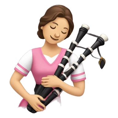 Lady in pink playing bagpipe while laying back on audience's hands sticker