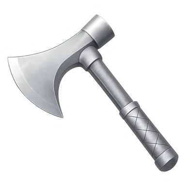 Recolor this iron axe to steel: make it slightly lighter, crisp, and shiny, keep the same shape, realistic metallic steel, emoji style, transparent background. sticker