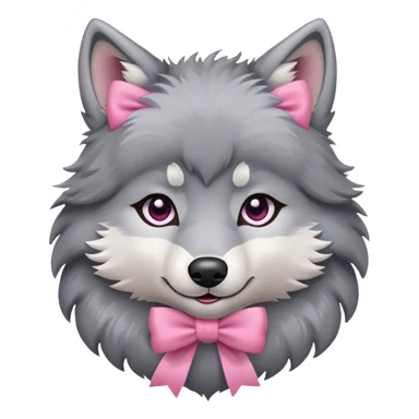 wolf with pink bow sticker