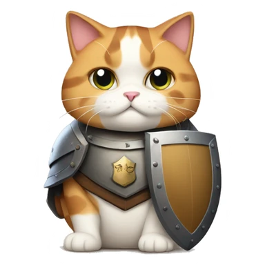 Fat calico cat with a shield  sticker
