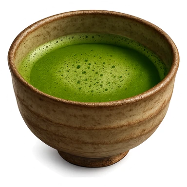 a cup of matcha, vibrant green, in a traditional Japanese tea bowl, detailed, vibrant colors sticker