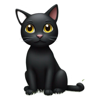 black cat cutting the grass sticker