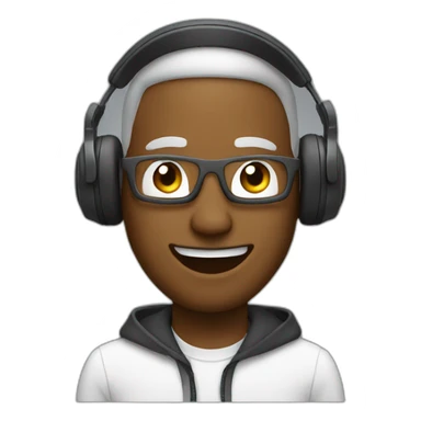 man wearing headphone and enjoy music sticker