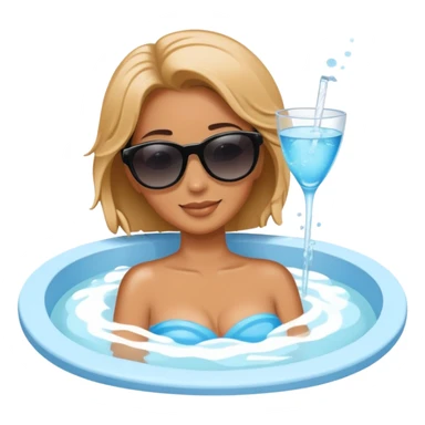 Woman with sunglasses relaxing in hot tub zoomed out perspective sticker