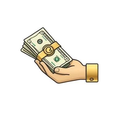 outline icon - hand holding money sticker