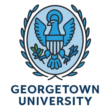 Convert the Georgetown University logo into a simple emoji format with a blue and gray color scheme, minimal details, and clear recognizable features as an emoji, with no background. sticker