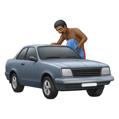 man washing a car sticker