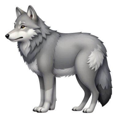 Gray wolf with a very large pregnant belly, standing on all fours, fluffy tail sticker