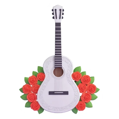 white classical Spanish guitar with intricate rosette designs sticker