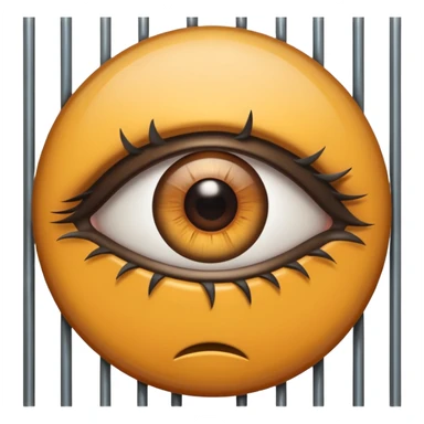 Large eye behind metal bars. sticker