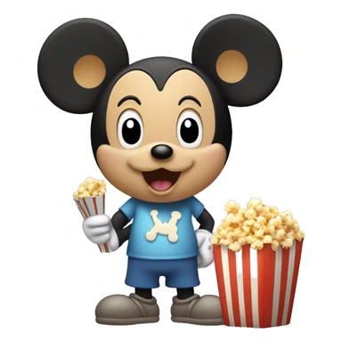 Cute micky mouse with popcorn sticker