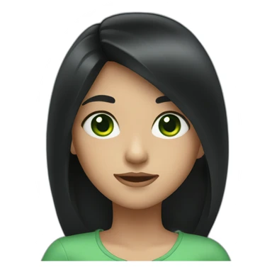 A girl with long black hair and green eyes  sticker