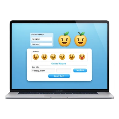 online store checkout on a macbook screen, no person only macbook sticker