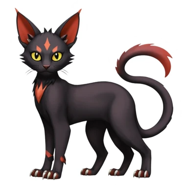 Black edgy Noivern-Torracat-Sphynx-Lykoi-Caracal-cat-Fakemon full-body sticker