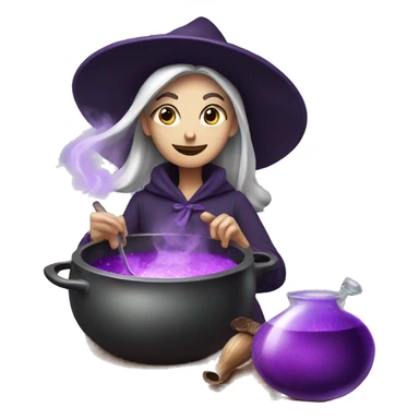 Witch cooking purple potion detailed sticker