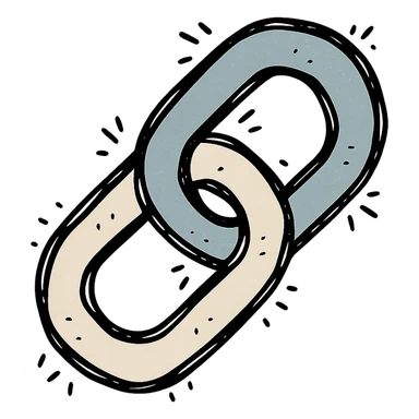 icon-black-outlined-chaotic style light blue and light beige link icon sticker