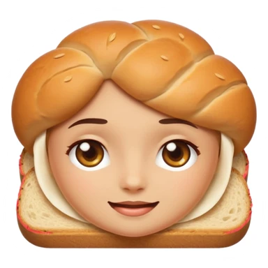 Sexy Bread emoji avatar, cute and minimalistic style, warm eyes and gentle smile, flat design, soft shapes, clean modern look, highly recognizable at small sizes, centered composition, transparent or solid background, app icon quality. sticker