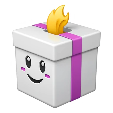 white 3d box with #420ead colour stroke. on the front wall of the box is #420ead colour done mark. sides are also white with #0c0a1e strokes sticker