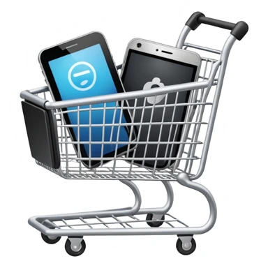 shopping cart filled with technology items sticker