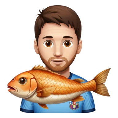 leo messi barca with a fish head and chicken wings sticker