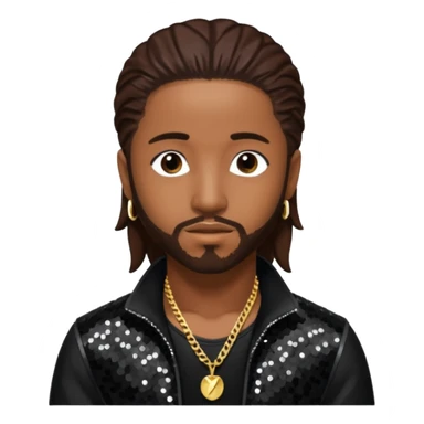 Omarion from B2K with long dark brown hair, black sequin outfit sticker