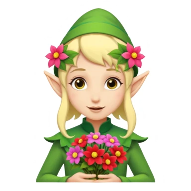 un elfe qui offre des fleurs sticker