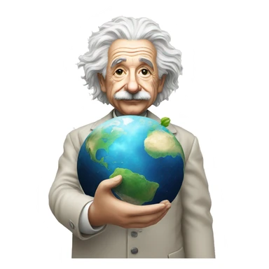 albert einstein holding earth in his hand sticker