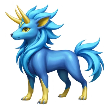 Shiny colorful iridescent long-horned legendary majestic Suicune-Electrike-Manectric-Luxray-Fakémon-fusion-animal-creature, full body  sticker