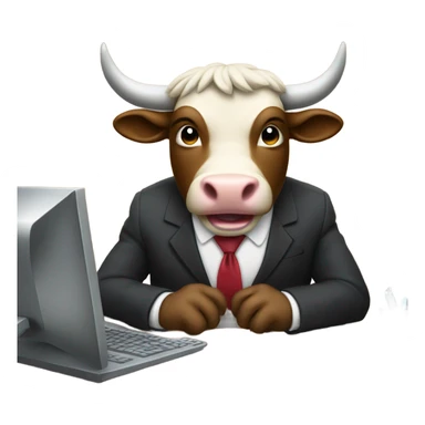 smiling bull wearing suit using computer sticker