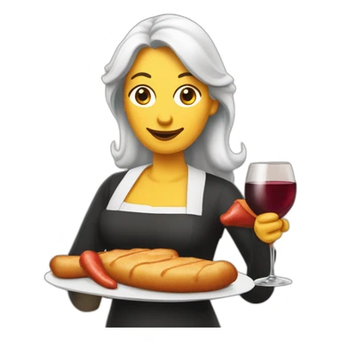 Frenchwoman with wienerschnitzel and wine sticker
