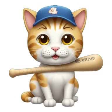 a cute cat with a baseballbat sticker