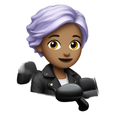 a girl with short silver, lilac hair, fair skin blue eyes drives a black-convertible mini cooper sticker