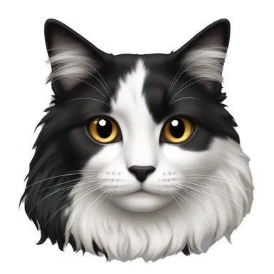 black and white cat long haired sticker