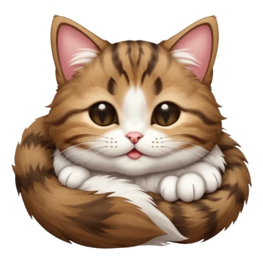 dark brown tabby and white small cat in funny positions upside down with eyes closed sticker