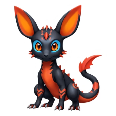 Cute Exotic Colorful Guilmon-Salandit-Umbreon-Fakémon-hybrid-creature (full body)  sticker