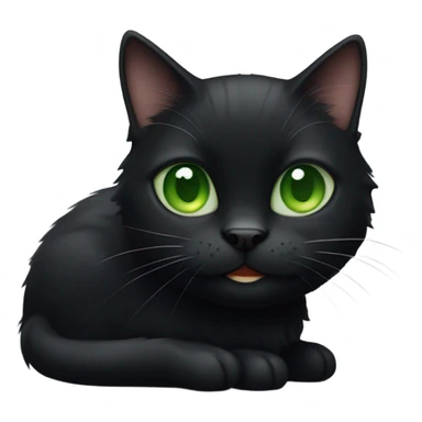 black short hair cat with green eyes winking sticker