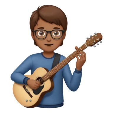 Guy with brown hair playing guitar with glasses sticker