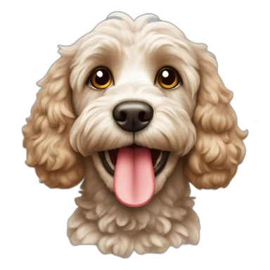 happy cockapoo with red nose sticker
