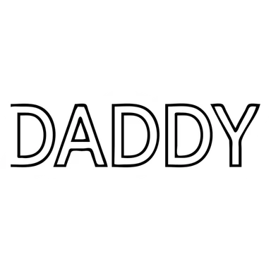 the word 'daddy' in a thin, elegant black outline style, no fill sticker