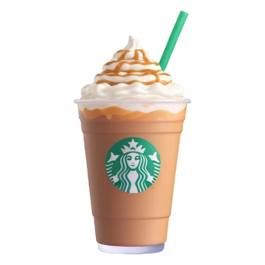 Starbucks iced latte in plastic cup with whipped cream and caramel drizzle sticker
