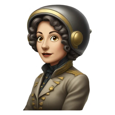 A Victorian woman piloting a spaceship sticker