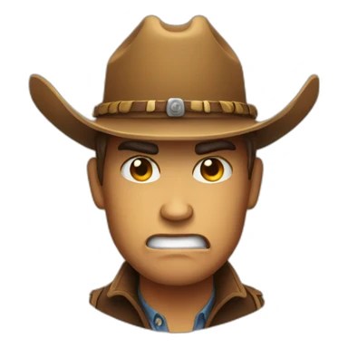 angry emoji with cowboy hat sticker