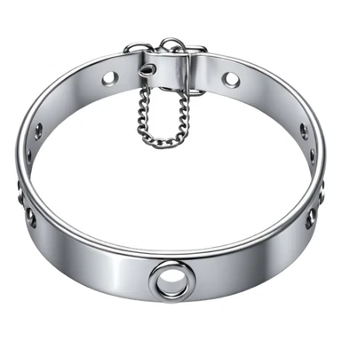 luxury fetish collar, silver chrome, smooth rounded metal, dominant erotic mood sticker