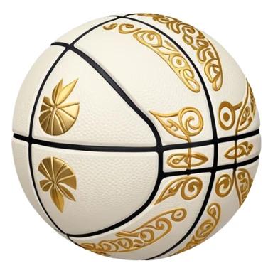 White basketball with golden decorative patterns sticker