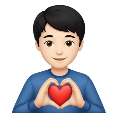 Un garçon beau qui fait un cœur avec des cheveux noir  sticker