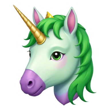 unicorn face cute and green haired and bearded sticker
