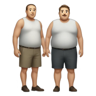 a fat man and a very thin man in full growth sticker