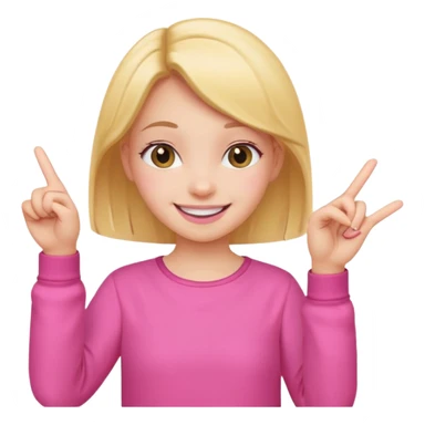 cheerful smile girl with cheerful hand gesture, make them cute, with pink cloth sticker