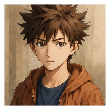realistic anime style boy with spiky hair sticker