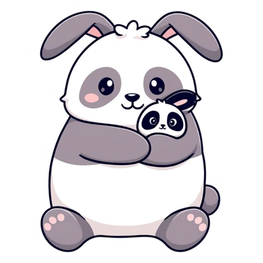 Cute bunny and panda love  sticker